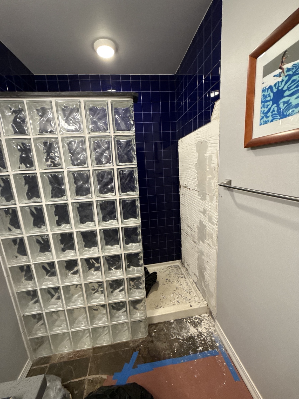 Before glass block shower