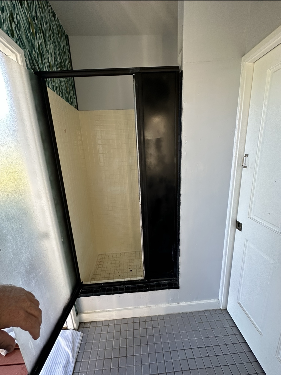 Before outdoor bathroom remodel